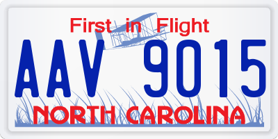 NC license plate AAV9015