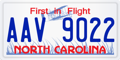 NC license plate AAV9022