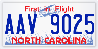 NC license plate AAV9025