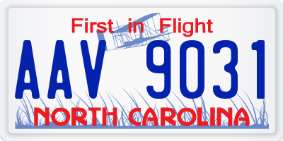 NC license plate AAV9031