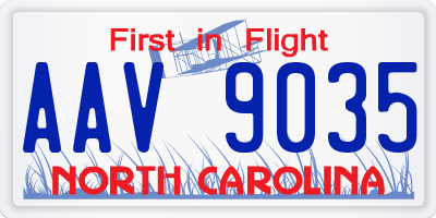 NC license plate AAV9035