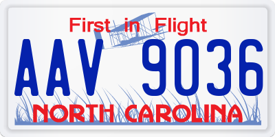 NC license plate AAV9036