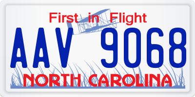 NC license plate AAV9068