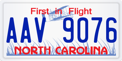 NC license plate AAV9076