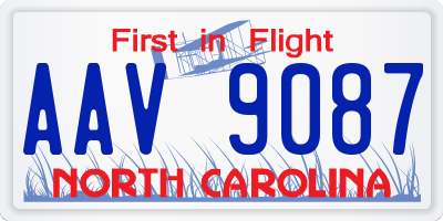 NC license plate AAV9087