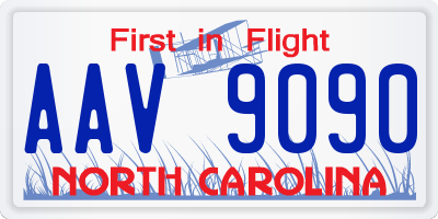 NC license plate AAV9090