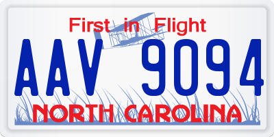 NC license plate AAV9094