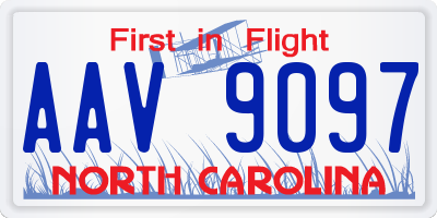 NC license plate AAV9097