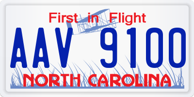 NC license plate AAV9100