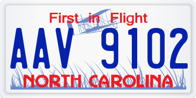 NC license plate AAV9102