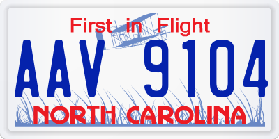 NC license plate AAV9104
