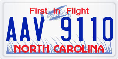 NC license plate AAV9110