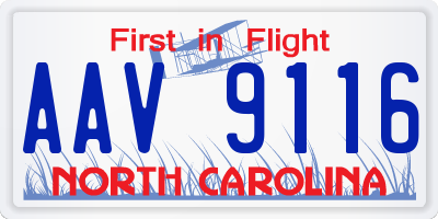 NC license plate AAV9116