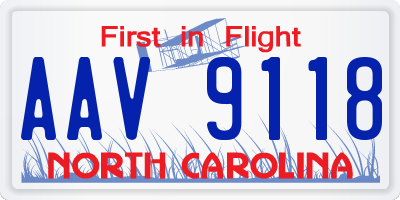 NC license plate AAV9118