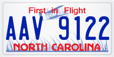 NC license plate AAV9122