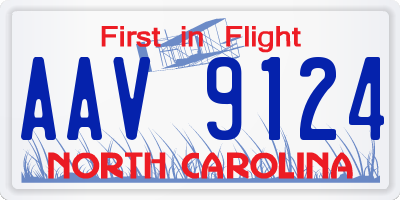 NC license plate AAV9124