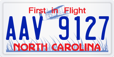 NC license plate AAV9127