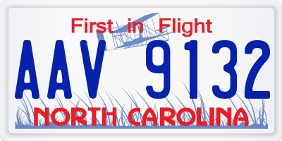 NC license plate AAV9132