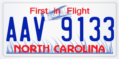 NC license plate AAV9133
