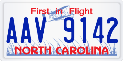 NC license plate AAV9142