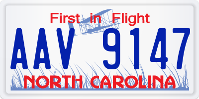 NC license plate AAV9147