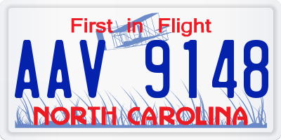 NC license plate AAV9148