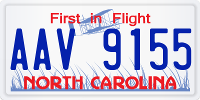 NC license plate AAV9155