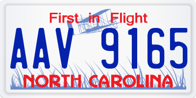 NC license plate AAV9165