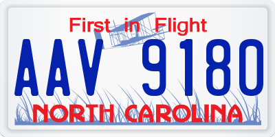 NC license plate AAV9180