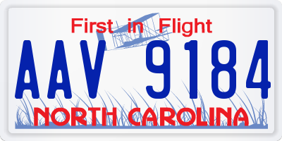 NC license plate AAV9184