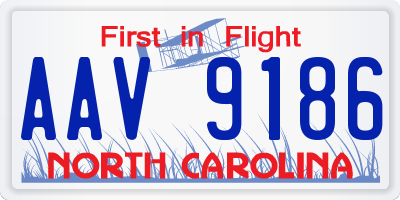 NC license plate AAV9186