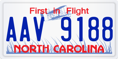 NC license plate AAV9188