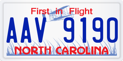 NC license plate AAV9190
