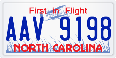NC license plate AAV9198