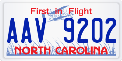 NC license plate AAV9202