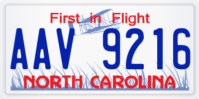 NC license plate AAV9216