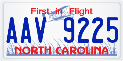 NC license plate AAV9225