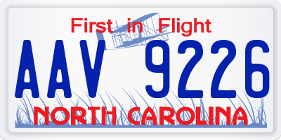NC license plate AAV9226