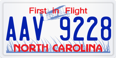 NC license plate AAV9228