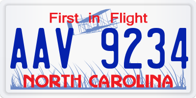 NC license plate AAV9234