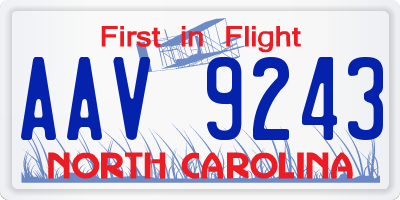 NC license plate AAV9243