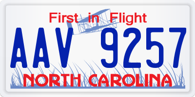 NC license plate AAV9257