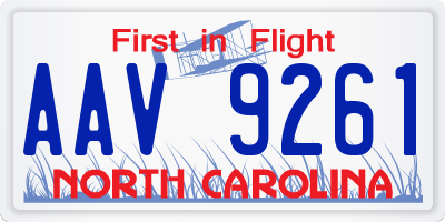 NC license plate AAV9261