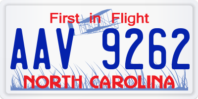 NC license plate AAV9262
