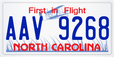 NC license plate AAV9268