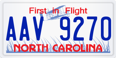 NC license plate AAV9270