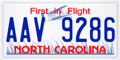 NC license plate AAV9286