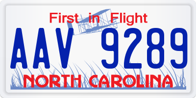 NC license plate AAV9289