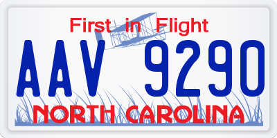 NC license plate AAV9290