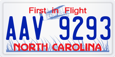 NC license plate AAV9293